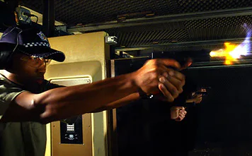 Indoor range training: firing line in motion